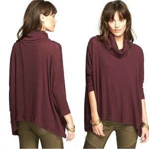 FP Beach | Free People Plum Split Back Cowl Neck Poncho Sweater - Size Large
